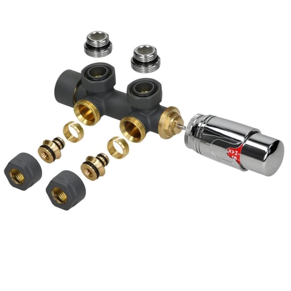Opvarmet håndklæde inkluderet væg adapterforbindelse kit. Termostat i krom ECD Germany Model Sahara 500 x 1200 mm antracit bøjet med medium