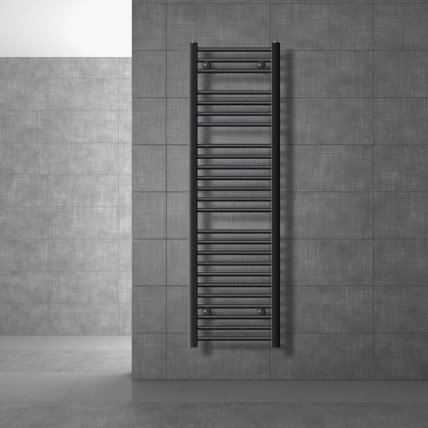 Radiator håndklæde ECD Germany Model Sahara 400 x 1500 mm antracit bøjet med sidetilslutning håndklædeholder