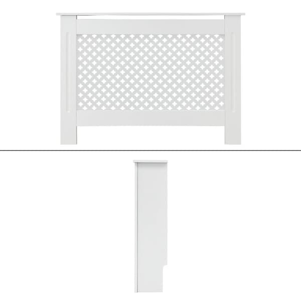 ECD Germany radiatorbeklædning med bikagemønster 112x19x82 cm hvid lavet af MDF lakeret til soveværelse stueopvarmning beklædning radiatorafdækning