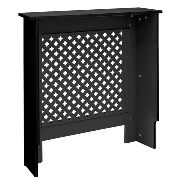 ECD Germany radiatorbeklädnad med bikakemönster 78x19x82cm svartlackad från MDF för sovrumsvardagsrumsuppvärmning beklädnad radiatorkåpa värmeskydd