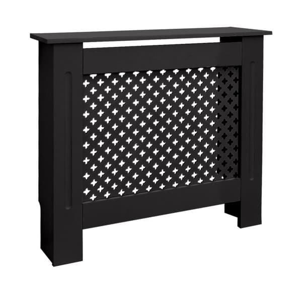 ECD Germany radiatorbeklædning med bikagemønster 78x19x82cm sortlakeret fra MDF til soveværelse stueopvarmning beklædning radiatorafdækning