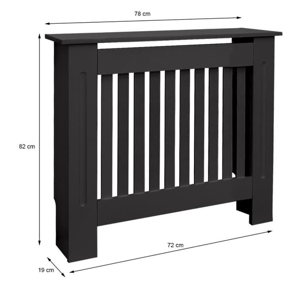 ECD Germany jäähdyttimen verhoilu maalaismainen tyyli 78x19x82 cm musta lakattu MDF makuuhuoneen olohuoneeseen - lämmityspaneelien jäähdyttimen kansi