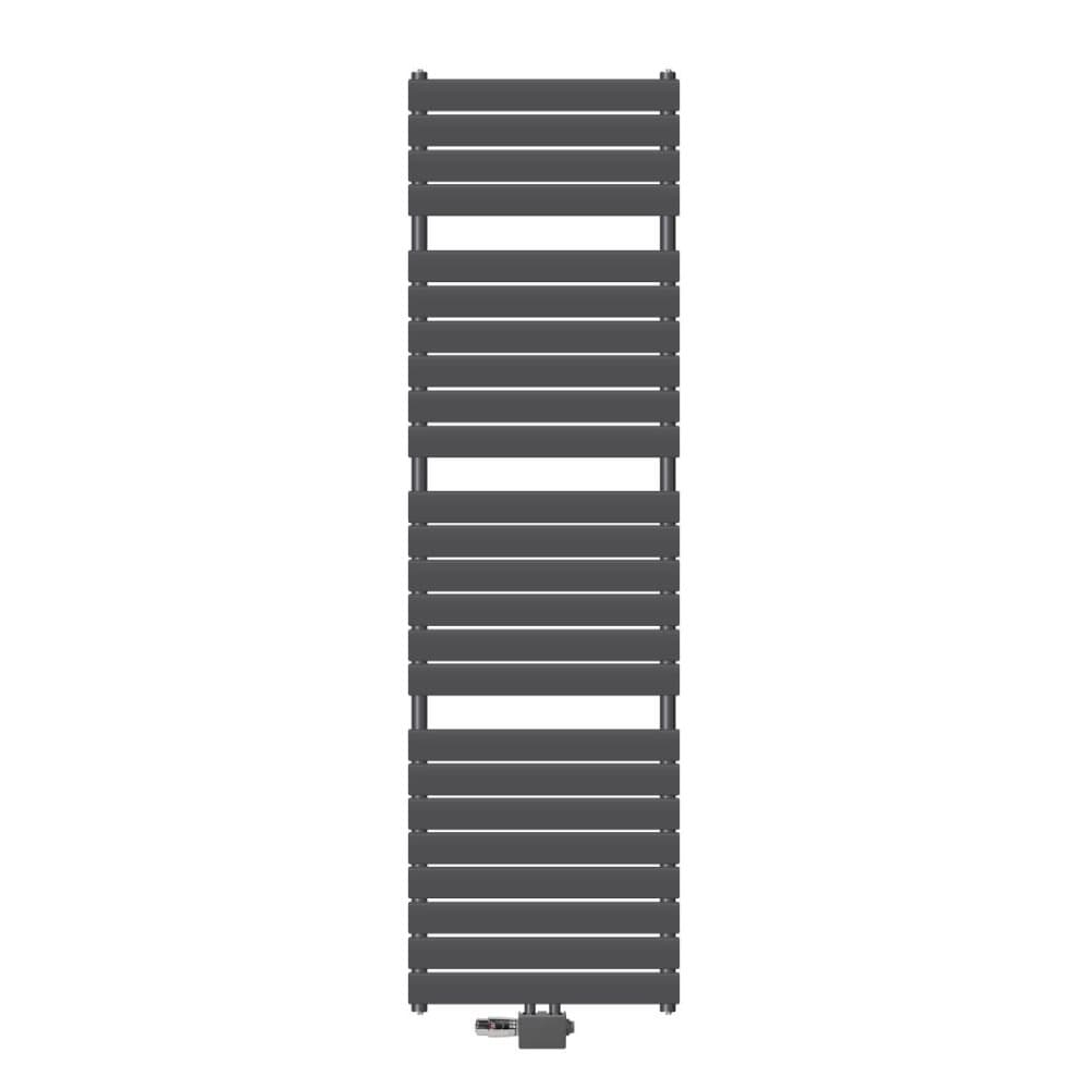 ECD Germany Badeværelsesradiator Dampdesign radiator centralforbindelse 600 x 1771 mm antracit inkl. Tilslutningssæt med termostat universalhjørne og