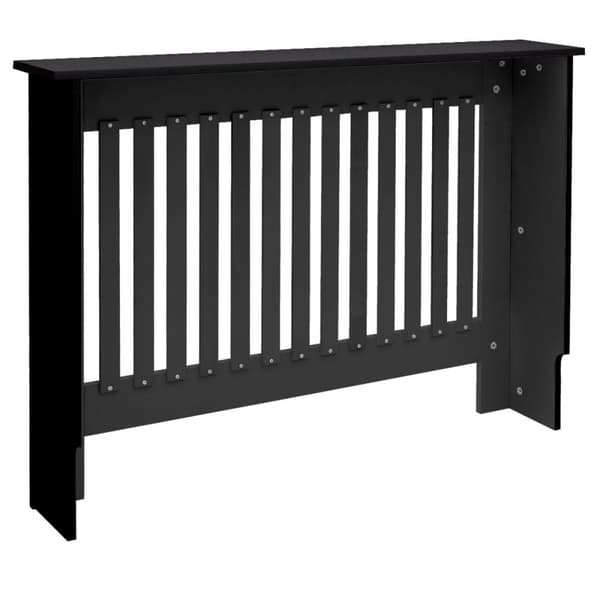 ECD Germany radiatorbeklädnad lantlig stil 112x19x82 cm svartlackerad MDF för sovrums vardagsrumsuppvärmning beklädnad radiatorkåpa värmeskydd värme