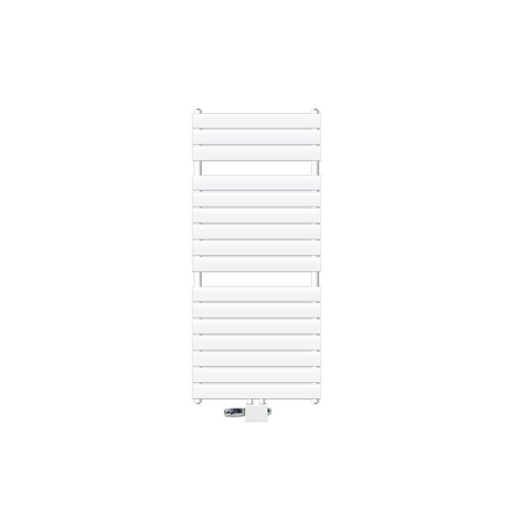 ECD Germany badrumsradiator Ångdesign radiator centralanslutning 600 x 1186 mm vit inkl. Anslutningssats med termostat universalt hörn och rak form