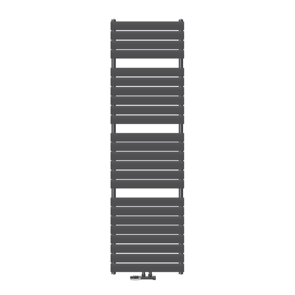 ECD Germany Håndklædekøler Dampdesign radiator central forbindelse 600 x 1771 mm antracit forbindelsessæt med termostat hjørneform væg krom