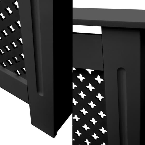 ECD Germany radiatorbeklædning med bikagemønster 152x19x82 cm sort MDF lakeret til soveværelse stue opvarmning beklædning radiator cover varmebetræk