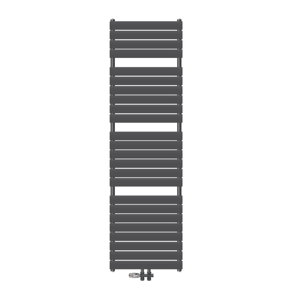 ECD Germany Håndklædekøler Dampdesign radiator central tilslutning 600 x 1771 mm antracit forbindelsessæt med termostat lige gennem krom