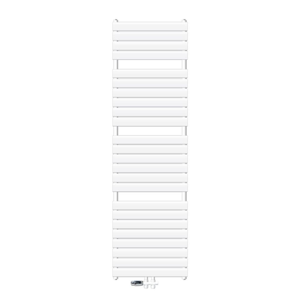 ECD Germany Håndklædekøler Dampdesign radiator central tilslutning 600 x 1771 mm hvid inkl. Tilslutningssæt med termostat gennemgående form hvid