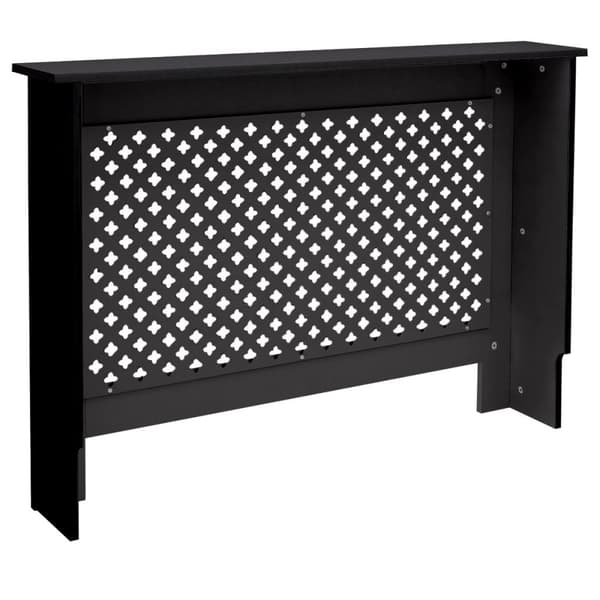 ECD Germany radiatorbeklædning med bikagemønster 112x19x82 cm Sort MDF lakeret til soveværelse, stue