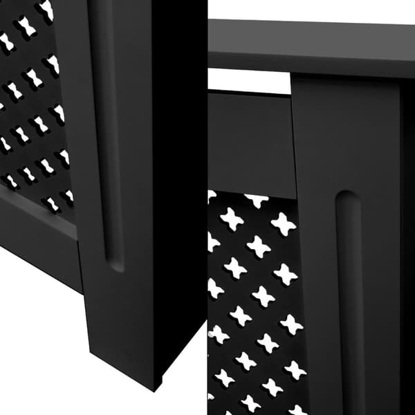 ECD Germany radiatorbeklædning med bikagemønster 112x19x82 cm Sort MDF lakeret til soveværelse, stue