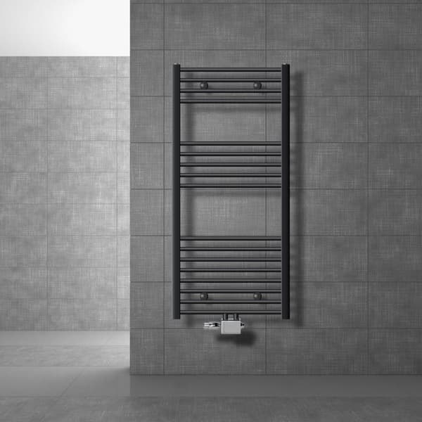 Jäähdyttimen Pyyhe ECD Germany Malli Sahara 600 x 1200 mm suora antrasiitti Keski yhteys pyyheteline