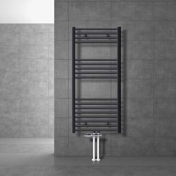 Jäähdyttimen Pyyhe ECD Germany Malli Sahara 600 x 1200 mm suora antrasiitti Keski yhteys pyyheteline
