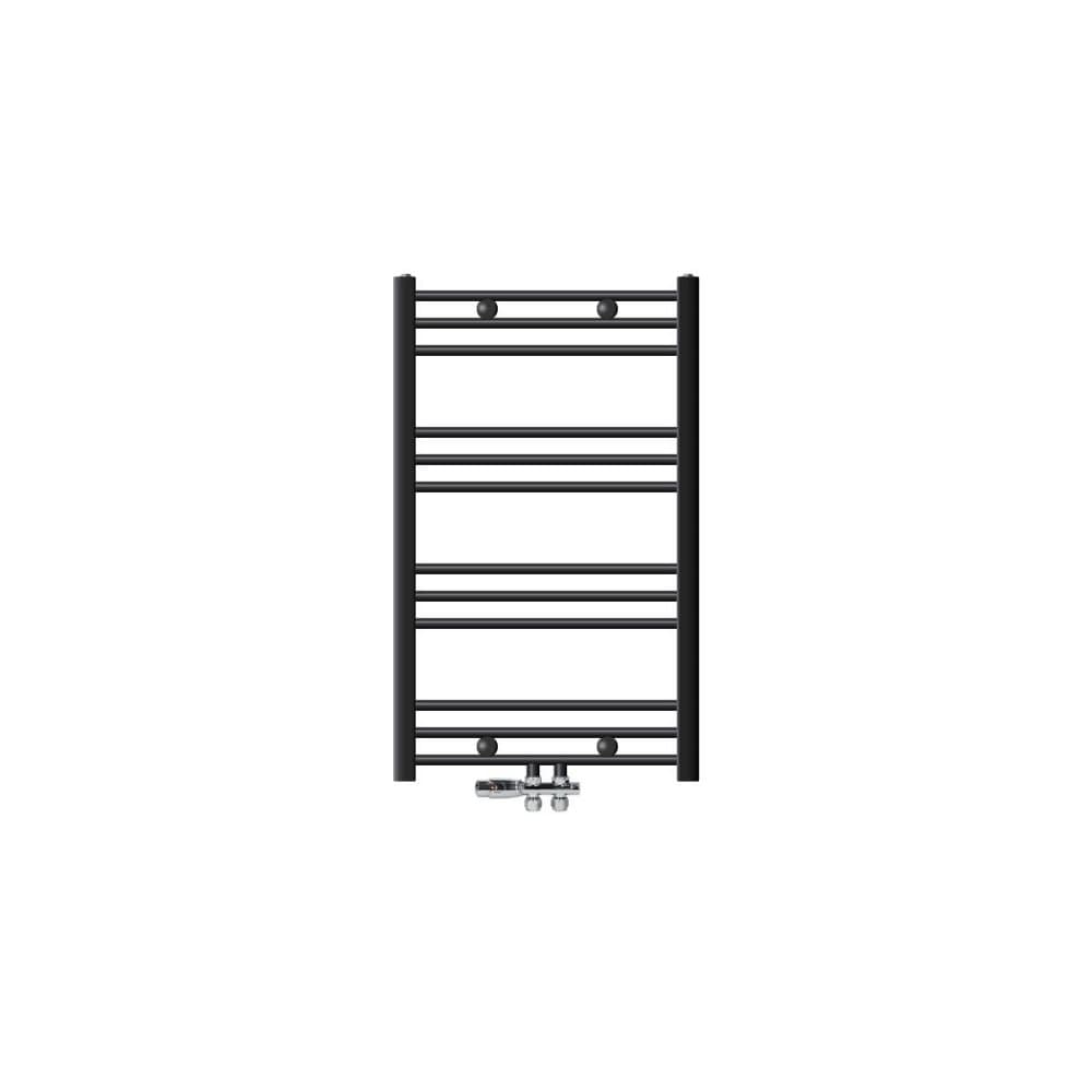 Radiator Håndklæde ECD Germany Model Sahara 600 x 800 mm antracit bøjet med medium forbindelse håndklædeholder