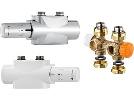 THERMRAD Multilux 4-Eclipse-Set med Halo termostat føler i hvid ral 9016 til f.eks håndklæde radiatorer og radiatorer med bund anboring