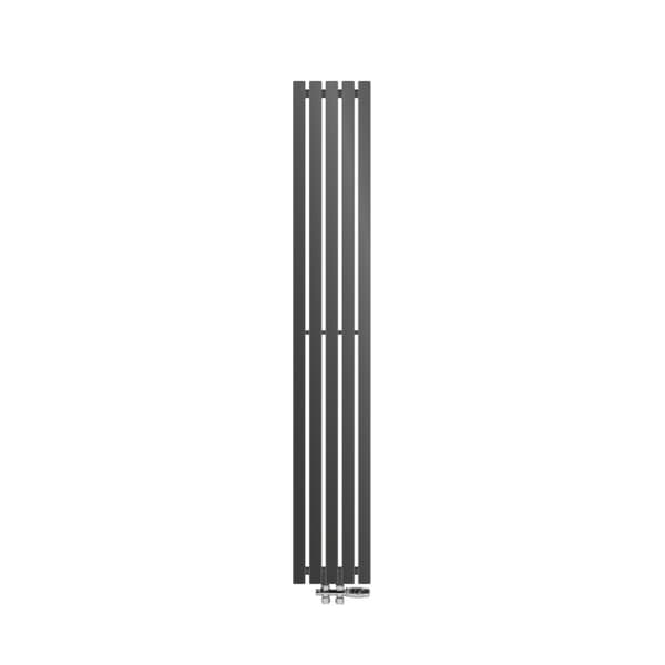 ECD Germany Vertikal Paneelheizkörper 260 x 1800 mm Anthrazit Mittelanschluss mit Anschlussgarnitur inkl. Thermostat Durchgang Boden; Design Flach