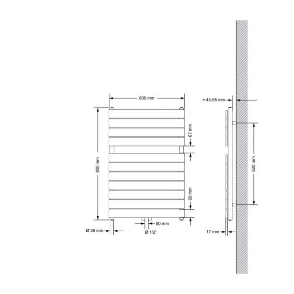 Badeværelsesradiator Steam 800x600 mm antracit med centertilslutning