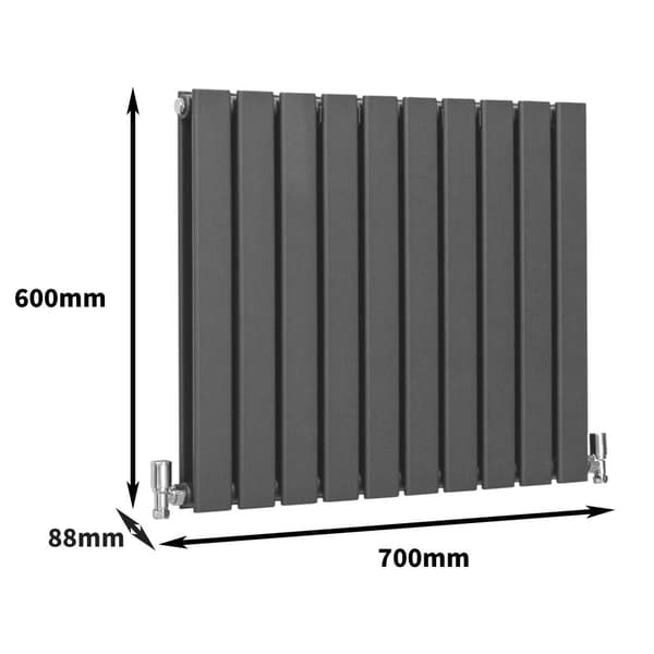 Designer Flat Panel Radiators – Dark Grey, Black, White