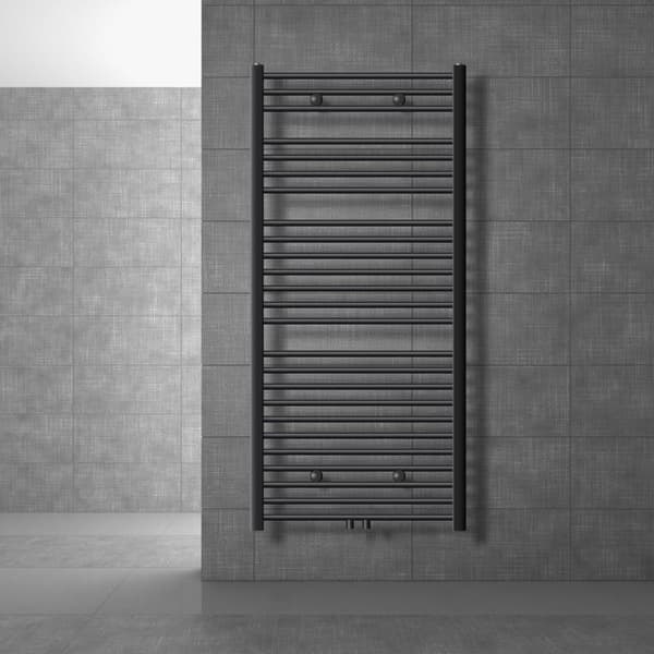 Badeværelsesradiator Sahara 750x1500 mm antracit buet med centertilslutning