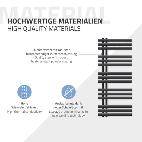 500X1200 Iron M Design radiator håndklæde radiator Elektrisk radiator Anthracite 900W
