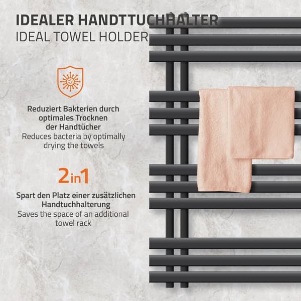 Sähkölämmitin 300W antrasiitti Iron M malli jäähdyttimen Pyyhe 500x1000