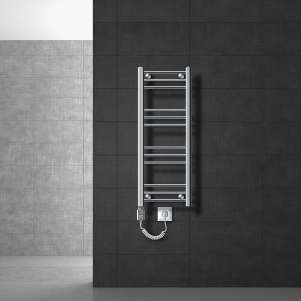 Kylpyhuonepatteri Sähköinen lämmityselementillä 600W 300x800 mm Kromi suora sivuliitännällä varustettuna