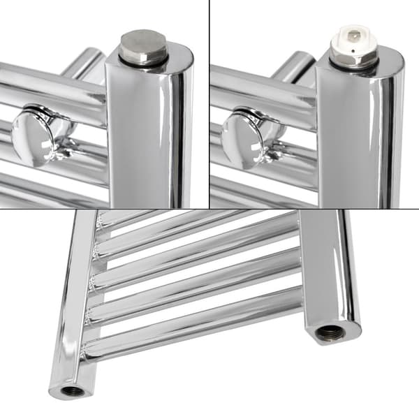 Opvarmet håndklæde radiator med opvarmning element 900 W ECD Germany Model Sahara 600 x 1200 mm krom forkrøppede sidetilslutning håndklædeholder