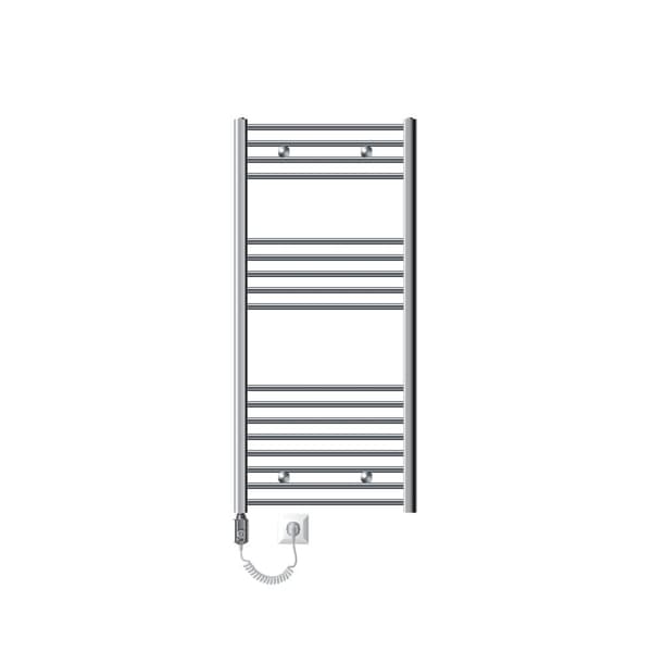 Opvarmet håndklæde radiator med opvarmning element 900 W ECD Germany Model Sahara 600 x 1200 mm krom forkrøppede sidetilslutning håndklædeholder