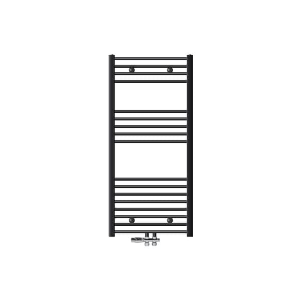 Radiator Handduk ECD Germany Modell Sahara 600 x 1200 mm antracit böjd med medieanslutning handdukshängare