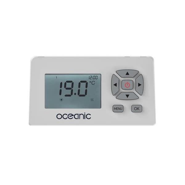 Fast elektrisk kylare med tröghet keramisk torkning 1500W Oceanic Ruby - Glass Fasad - White - NF
