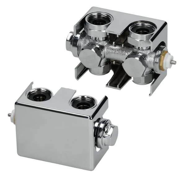 Badrums radiatorer med universalanslutning anslutningsuppsättning inkl. Termostat ECD Germany Modell Sahara 600 x 800 mm krom böjd med medieanslutning