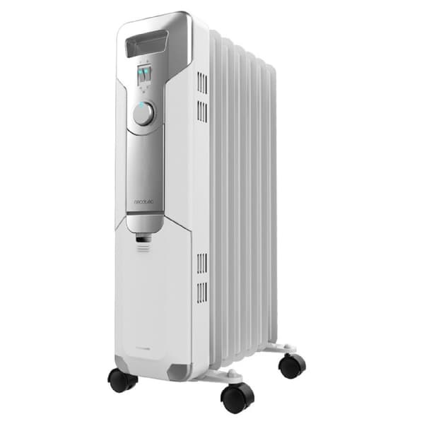 Cecotec 7-fin oil-filled heater, 1500 W, 3 power levels, 15-m² coverage area, cord winder, easy control, handle, caster and double safety system.