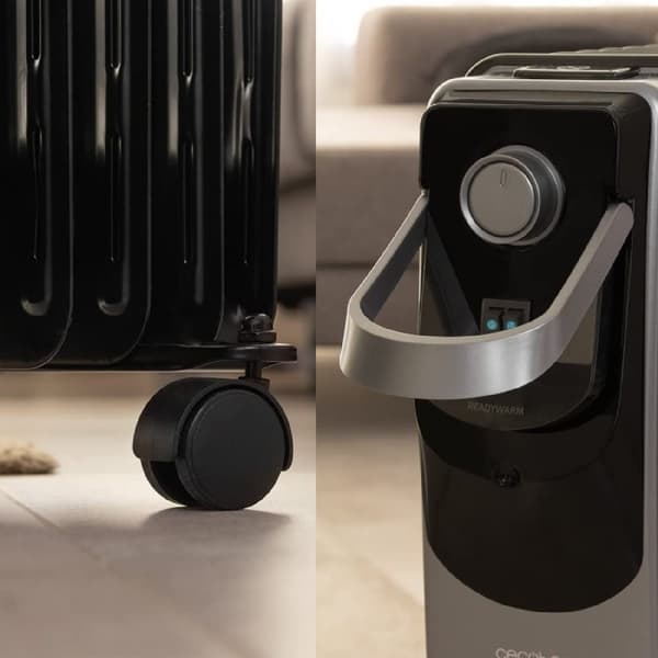 Cecotec 7-fin oil-filled heater, 1500 W, 360º technology, 3 power levels, 18-m² coverage area, cord winder, easy control, handle, caster and double s