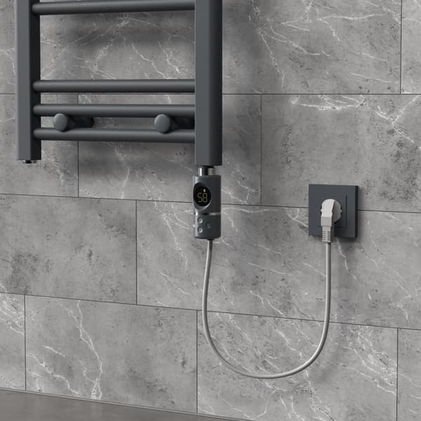 ML-Design Varmestav 900W Antracit med termostat & LCD-skærm; Elektronisk temperaturregulator & timing-funktion; Varmelegeme til