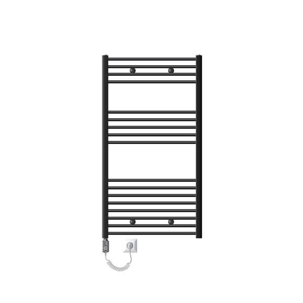 Handduks radiator med värmeelement 900 W ECD Germany Modell Sahara 750 x 1200 mm rak antracit sidesanslutningshanddukshängare