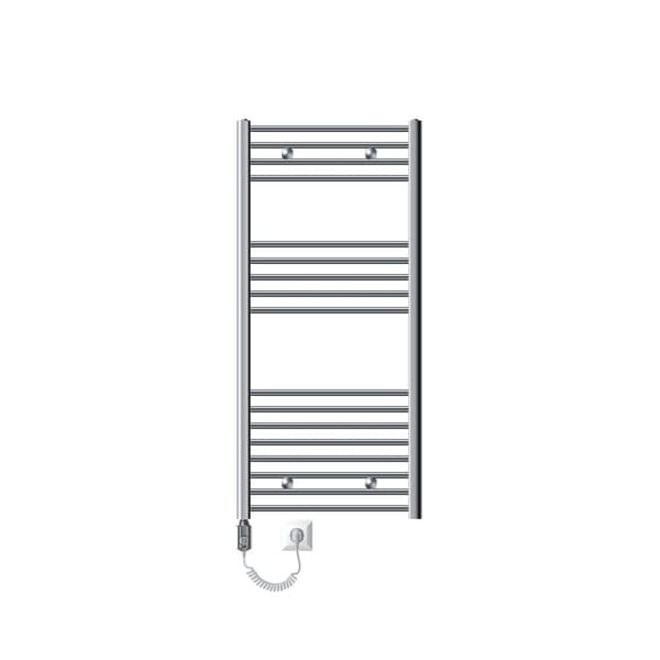 Opvarmet håndklæde radiator med opvarmning element 1200 W ECD Germany Model Sahara 600 x 1200 mm chrome lige sidetilslutning håndklædeholder
