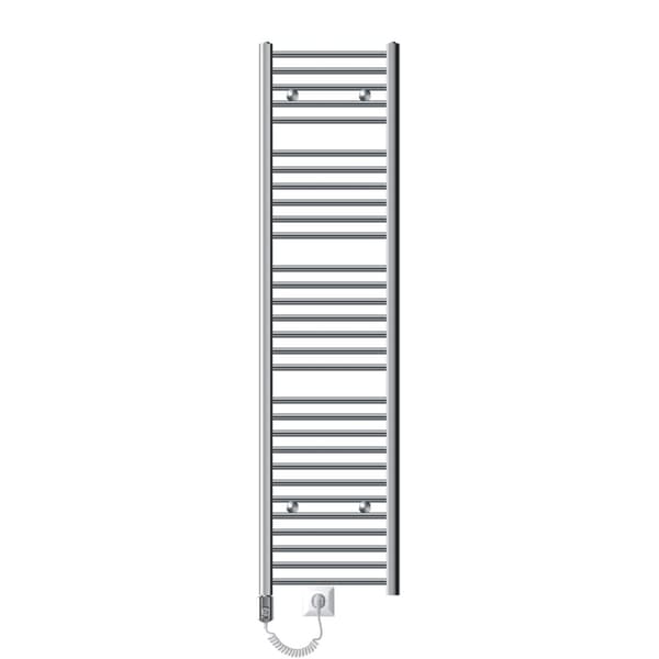 Handduk radiator med värmeelement 900 W ECD Germany modell Sahara 400 x 1800 mm krom böjda sidoport handdukshållare