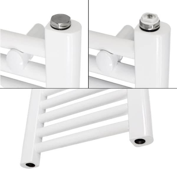 Lämmitetty pyyhe jäähdytin lämmityselementtiä 300 W: n ECD Germany Malli Saharan 300 x 800 mm: n valkoinen suoran kyljen yhteys pyyheteline