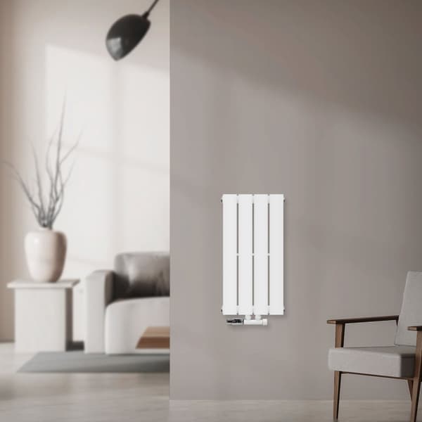 ML-Design Paneelilämmityspatteri Yksikerroksinen 600 x 300 mm Valkoinen Keskiyhteellä ja seinäliitännällä; kulmamuotoinen Multiblock & termostaatti;