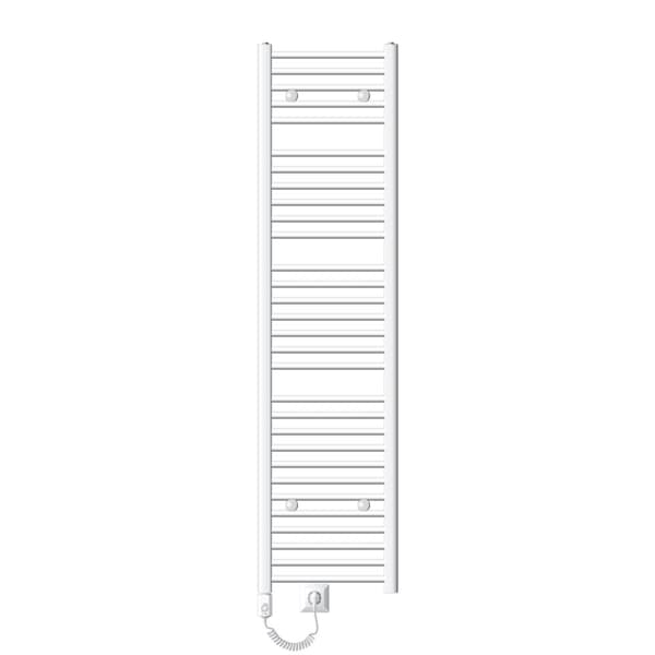 Handduks radiator med värmeelement 1200 W ECD Germany Modell Sahara 400 x 1800 mm vit krökta sidoanslutning handdukshängare