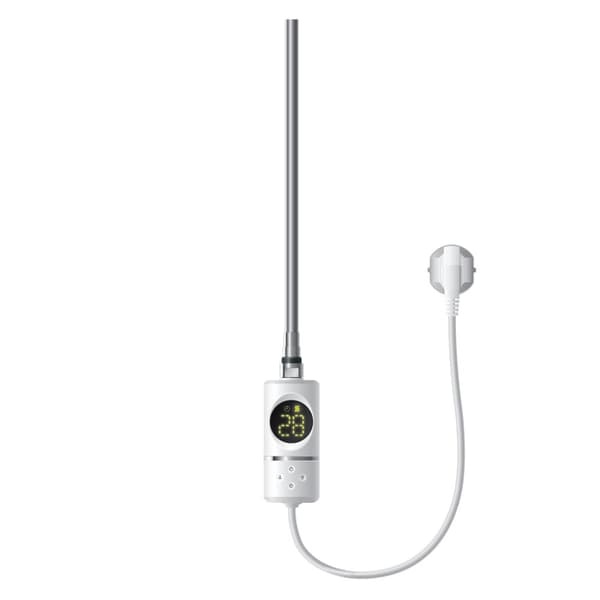 Håndklæderadiator med opvarmning element 600 W ECD Germany model Sahara 600 x 800 mm hvid bøjet side port håndklædeholder