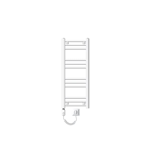 Opvarmet håndklæde radiator med opvarmning element 600 W ECD Germany Model Sahara 300 x 800 mm hvid lige sidetilslutning håndklædeholder