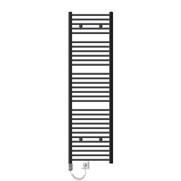 LuxeBath Elektrisk Badeværelsesradiator Sahara 500x1800 mm Antracit buet sideforbindelse & varmestav 1200W termostat & digitalt display