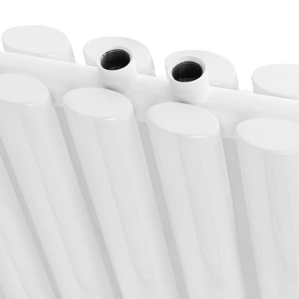 ML-Design Panelradiator 600 x 780 mm Hvid Dobbeltlag; Vandret Radiator; Ovale Rør; med Vægtilslutningssæt Hjørneform Multiblock Termostat;