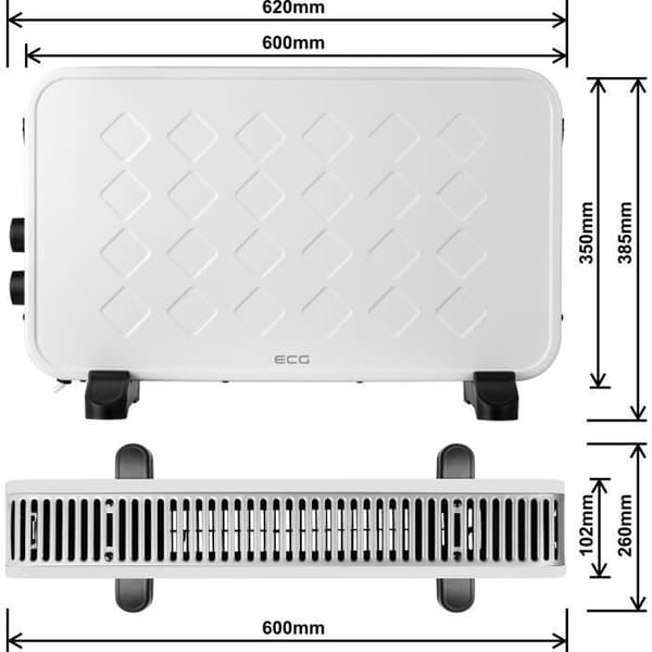 Elvärme - ECG - TK 2070 - 2000 W - Elektronisk termostat - TURBO-funktion