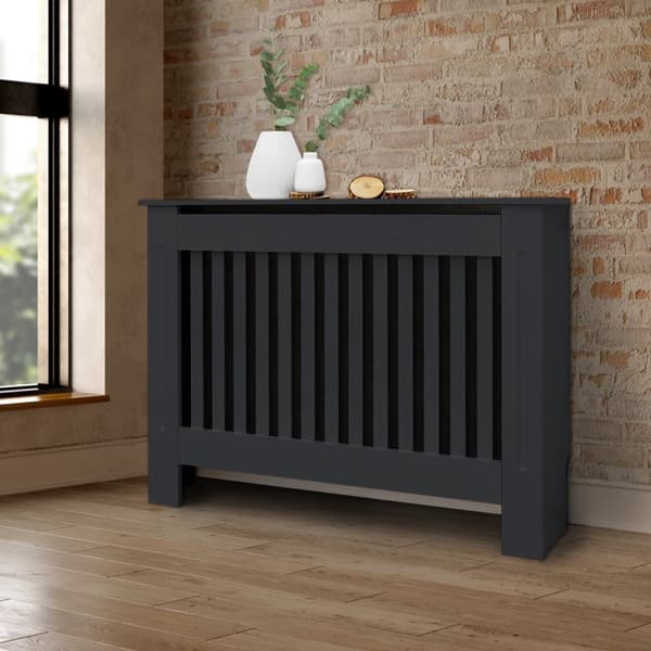 Radiatorbeklädnad lantlig stil 112x19x82 cm antracit tillverkad av MDF ML-Design