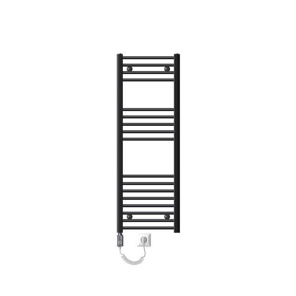 Elektrisk badeværelsesradiator med varmeelement 1200W 400x1200 mm antracit buet med sidetilslutning LuxeBath