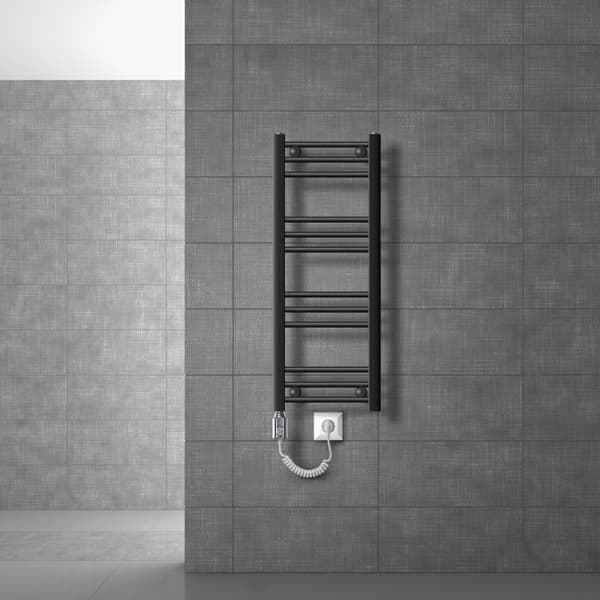 Sähköinen kylpyhuoneen patteri lämmityselementillä 300W 300x800 mm antrasiitti suora sivuliitännällä LuxeBath