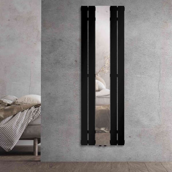 Spejlradiator Sort designerradiator Håndklæderadiator 450x1600 mm