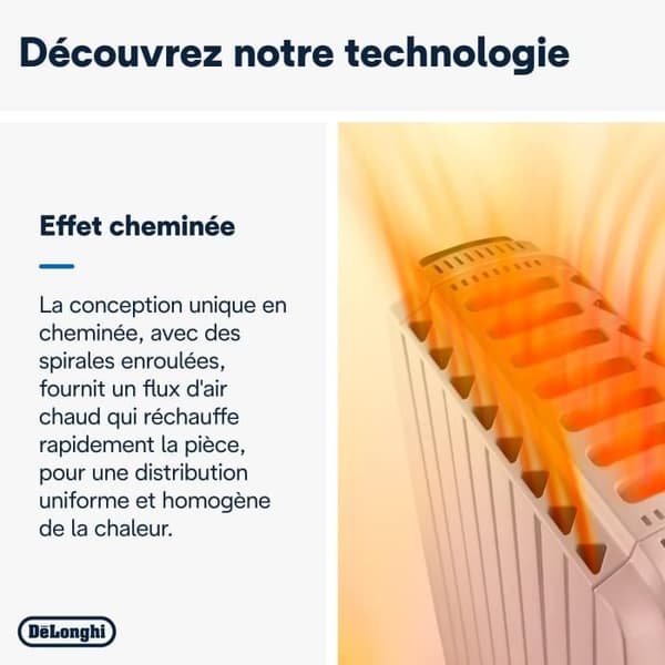 Dragon4 DELONGHI oljebadsradiator - 1500W - 3 uppvärmningssteg - Real Energy-teknik - Skorstenseffekt
